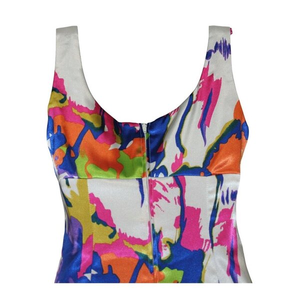 B. Darlin Multicolor Abstract Print Sleeveless Ruched Dress Size 5/6 Polyester - Picture 3 of 4